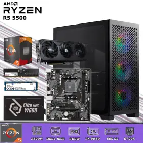 CPU Gamer Ryzen 5 5500 16GB RAM 500GB M.2 RX 9050 8GB