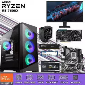 PC Gamer Ryzen 5 7600X | 16GB DDR5 | 1 TB 4.0 | RX 9060 XT 16GB | Monitor 24.5 200Hz