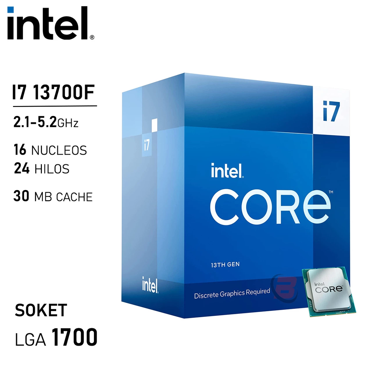 Procesador Intel Core i7 13700F 2.1-5.20GHz 16 Núcleos 24 Hilos