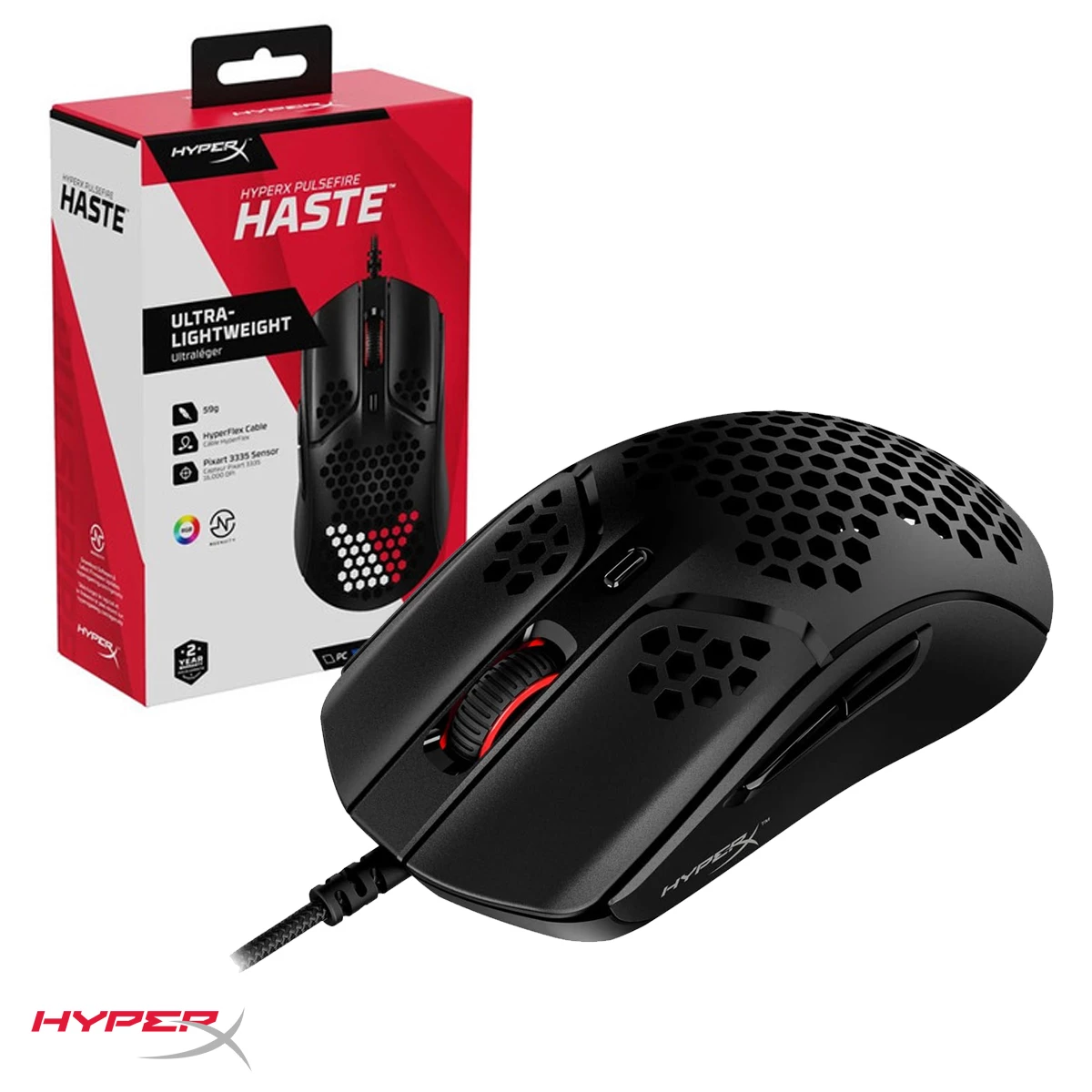 Mouse HyperX Pulsefire Haste 16K DPI 59G Pixart 3335