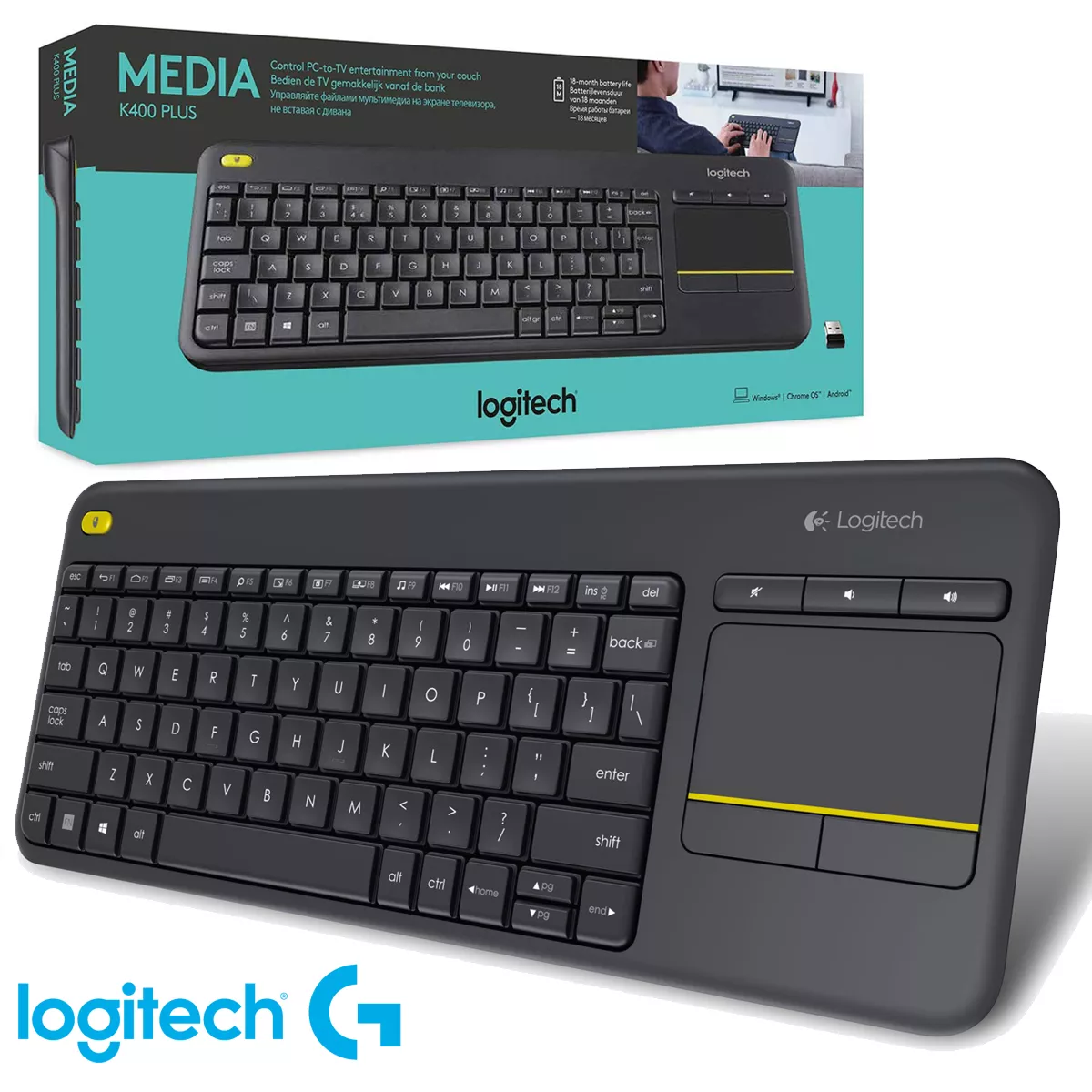Teclado Logitech K400 plus Wireless touchpad español