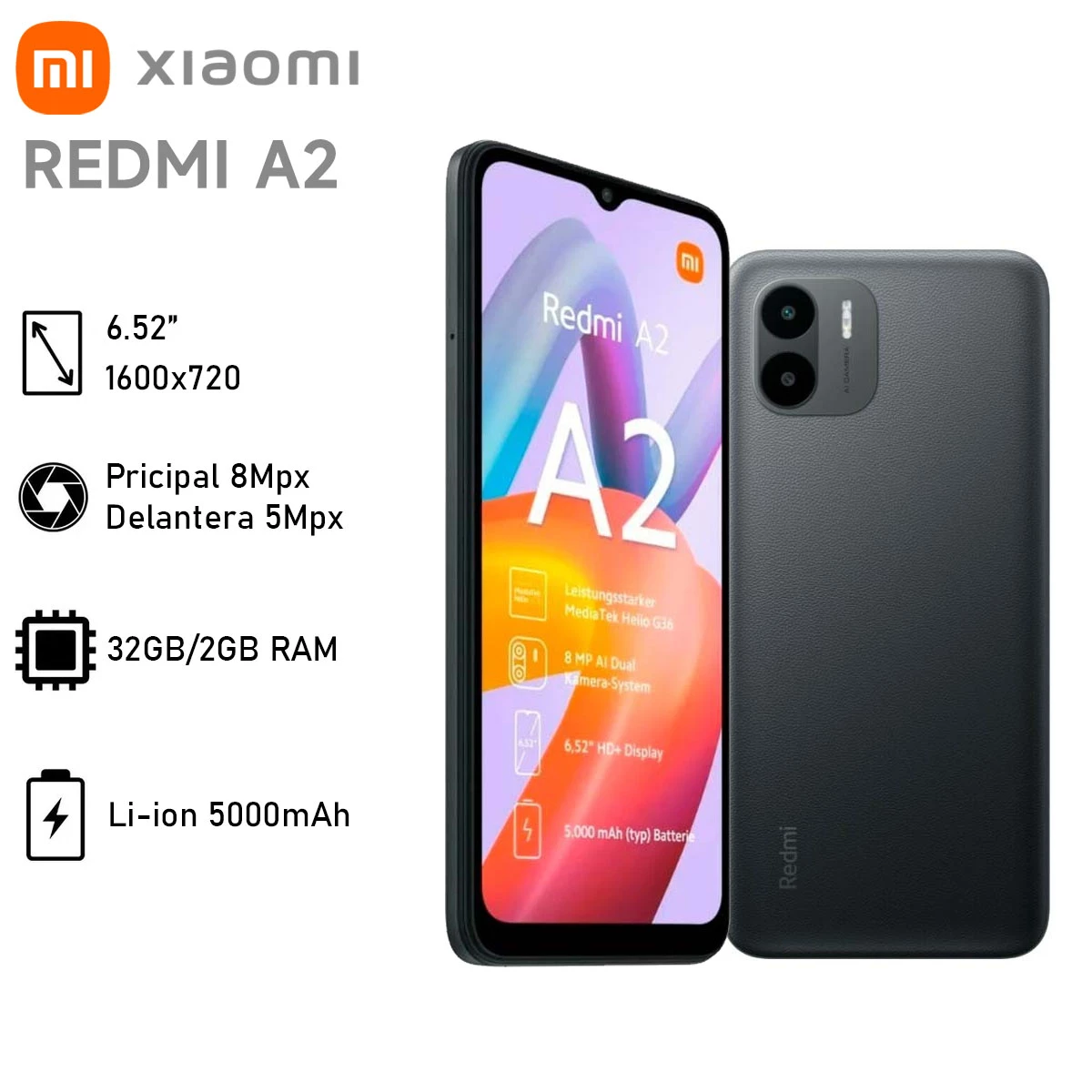 Teléfono Celular Xiaomi Redmi A2 2/32GB Negro