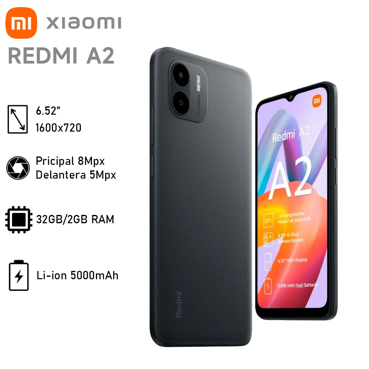 Smartphone Xiaomi Redmi A2 2GB 32GB Negro