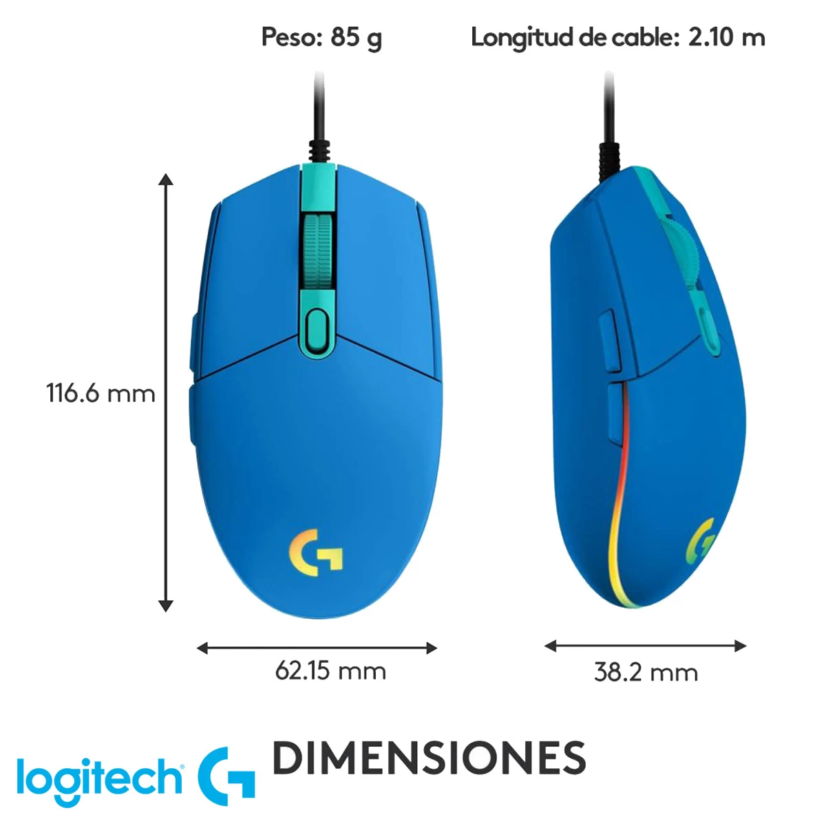 Mouse Logitech G203 Lightsync 8000 DPI Azul