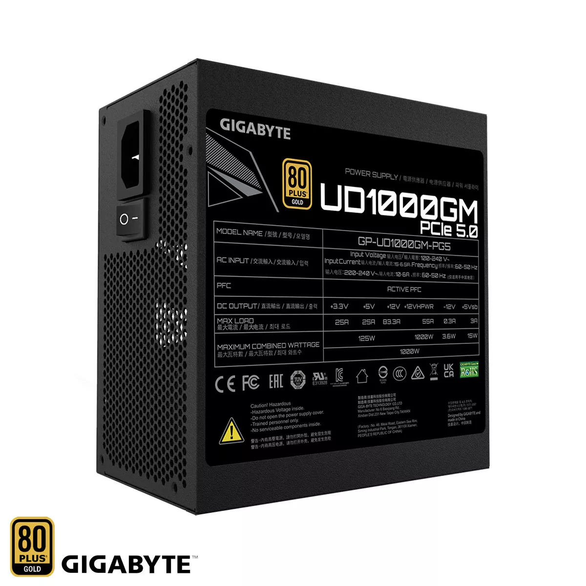 Fuente de poder 1000W Gigabyte GP-UD1000GM GP5 80+ Oro Full Modular