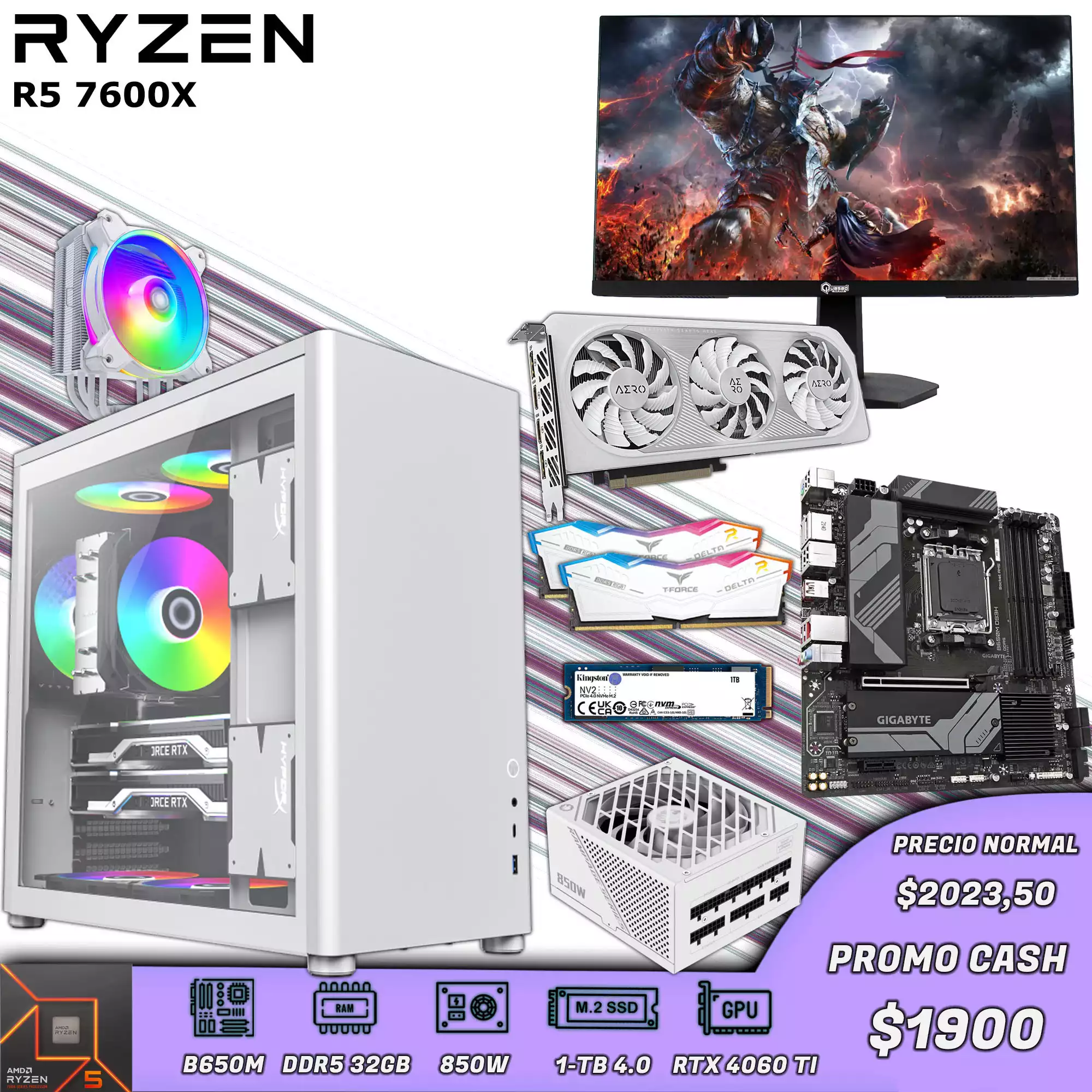 PC Gamer Ryzen 5 7600X RTX 4060Ti – Next Level PC Maroc