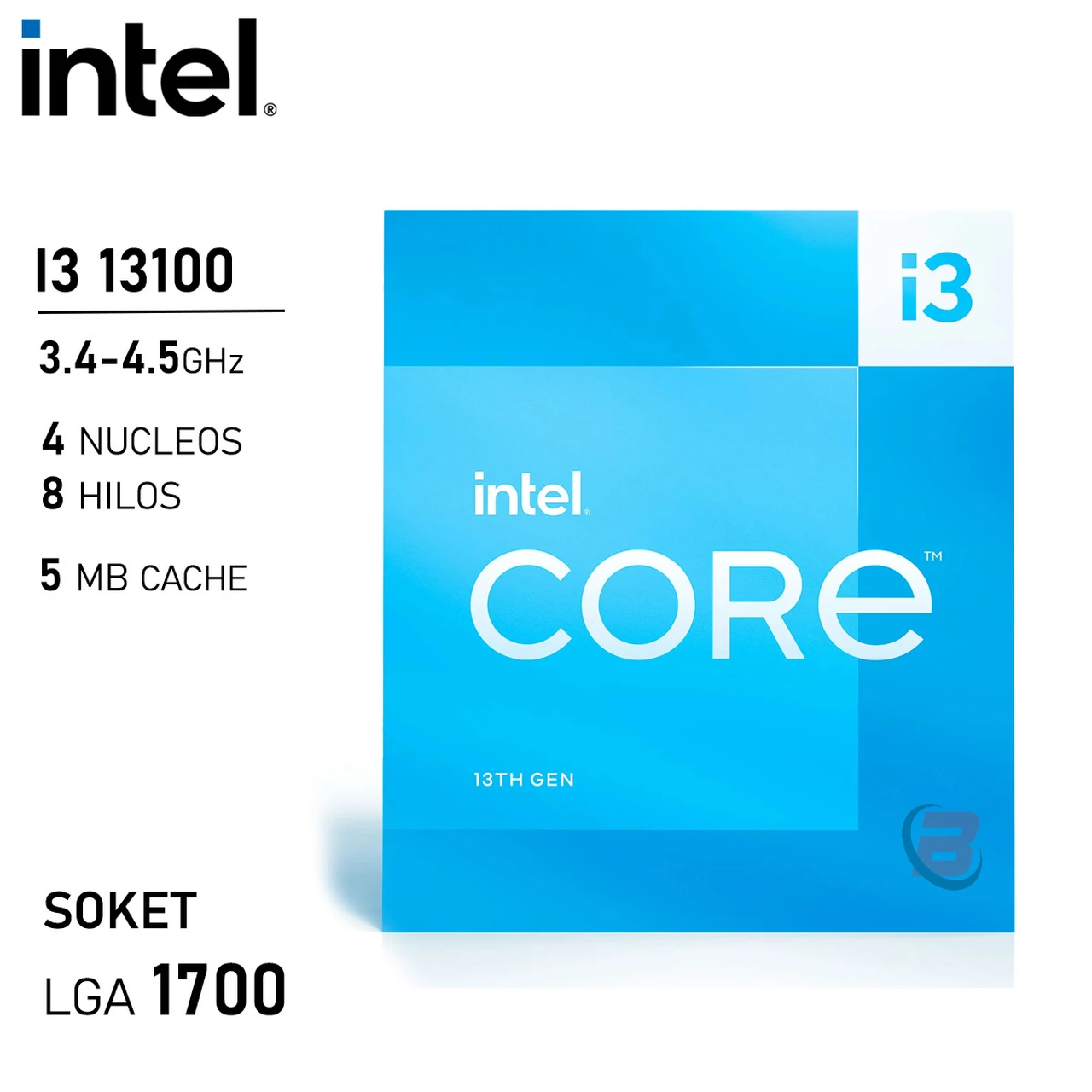Procesador Intel Core i3 13100 3.40GHz 4 Núcleos 8 Hilos LGA1700 13va