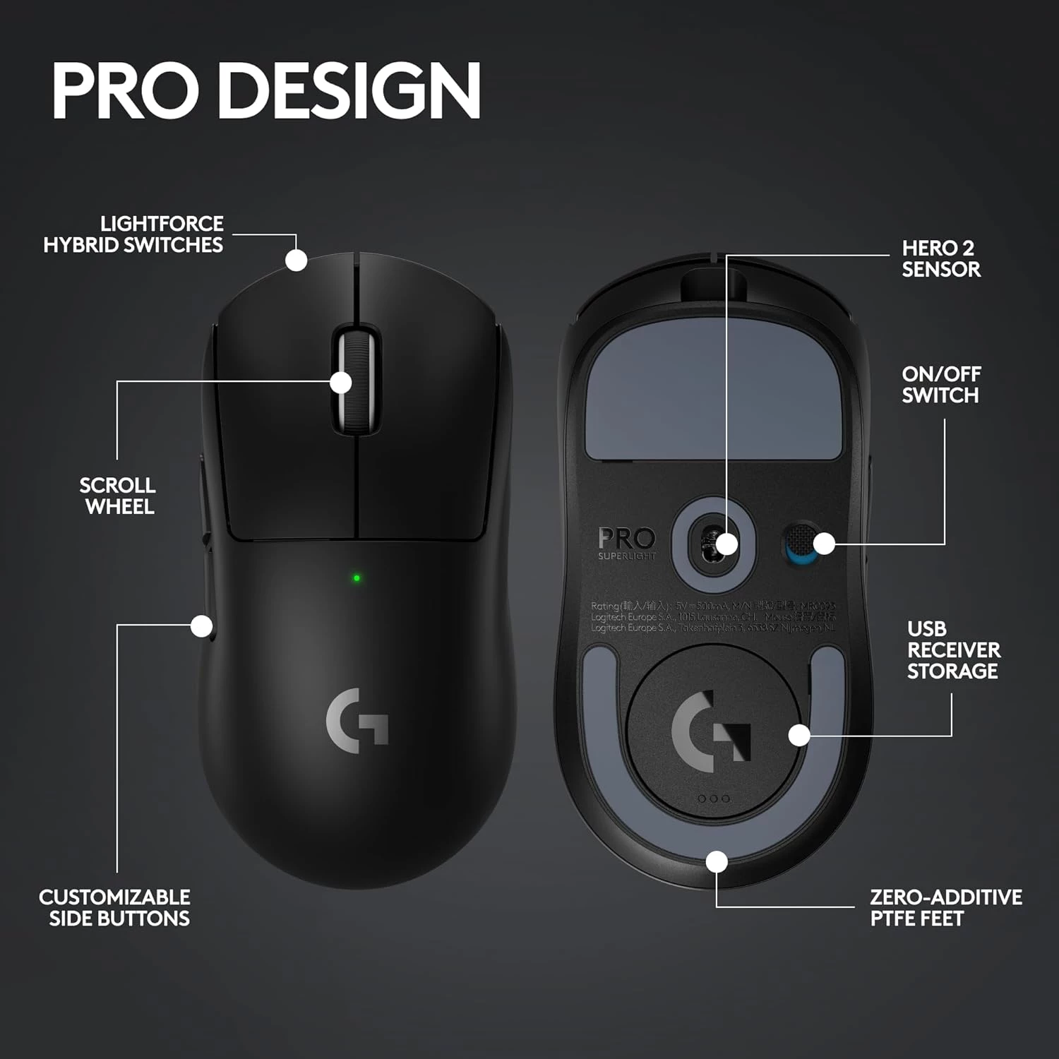 Mouse Logitech G PRO X Superlight 2 Lightspeed Wireless Gaming Negro Mouse Logitech G PRO X Superlight 2 Lightspeed Wireless Gaming Negro