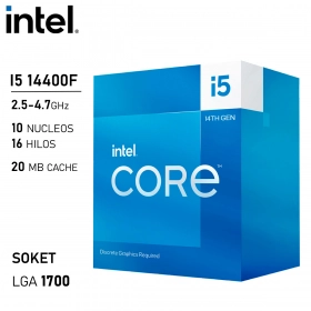 Procesador Intel Core i5 14400F 2.5 - 4.7GHz 10 Núcleos 16 Hilos LGA1700 14va