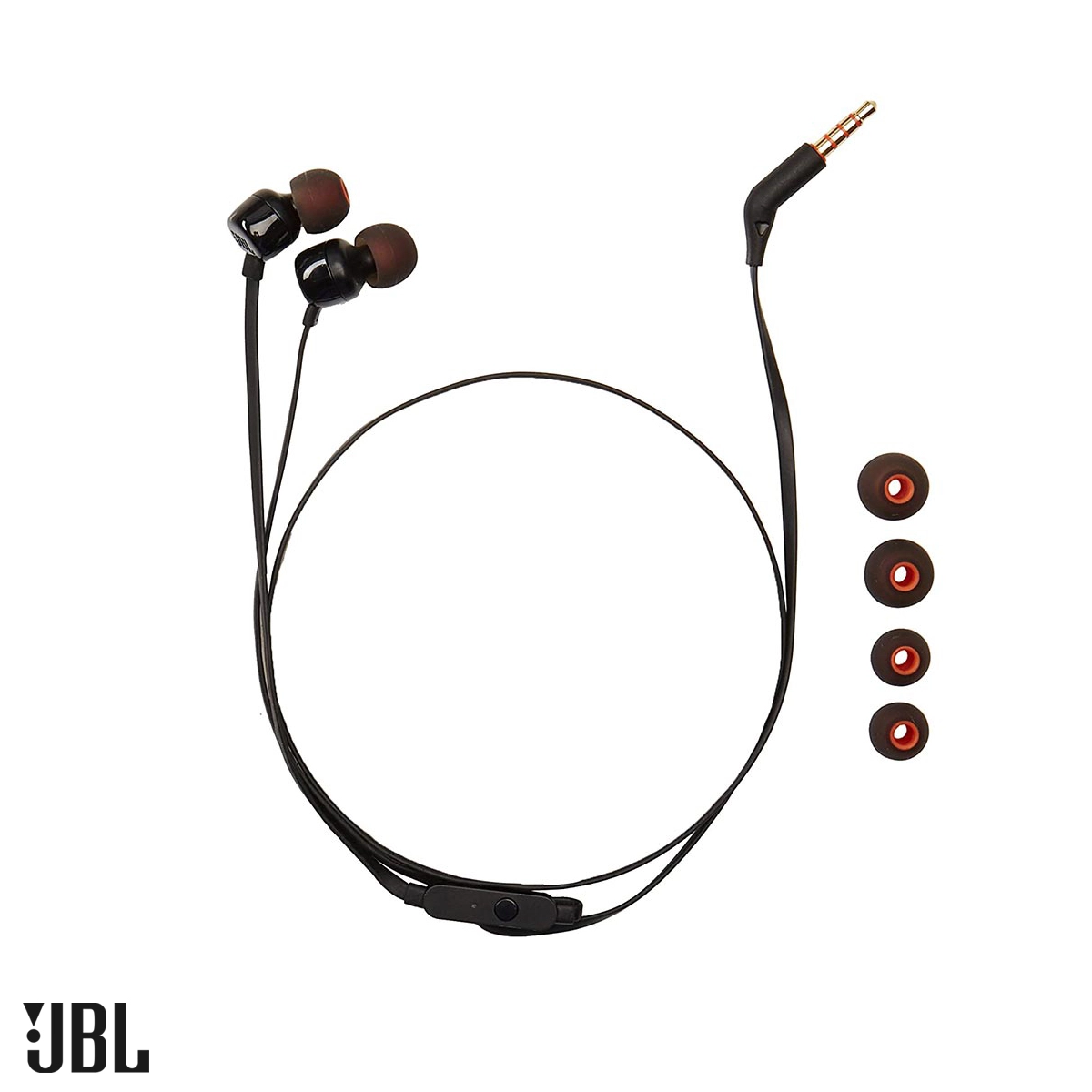 AURICULARES JBL TUNE 110 NEGROS - PURE BASS - CABLE PLANO - MANOS