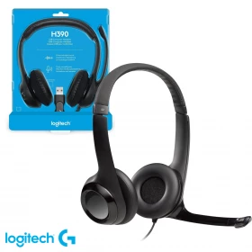 Audífonos Logitech H390 Noise Canceling con micrófono. USB. Negros