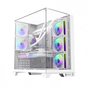 Case Gamemax Infinity Plus Vidrio templado frontal y lateral. 5 Ventiladores Blanco