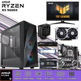 PC Gamer Ryzen 5 9600X | 16GB DDR5 | 1 TB 4.0 | RTX 5060 8GB | Monitor 24 180Hz