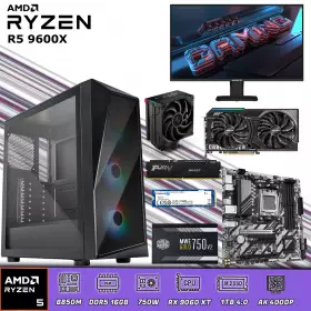 PC Gamer Ryzen 5 9600X | 16GB DDR5 | 1 TB 4.0 | RX 9060 XT 16GB | Monitor 24.5 200Hz