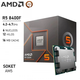 Procesador AMD Ryzen 5 8400F 4.2-4.7GHz 6 Núcleos 12 Hilos AM5