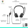 Audífonos Logitech H391 Noise Canceling con micrófono USB C Negro