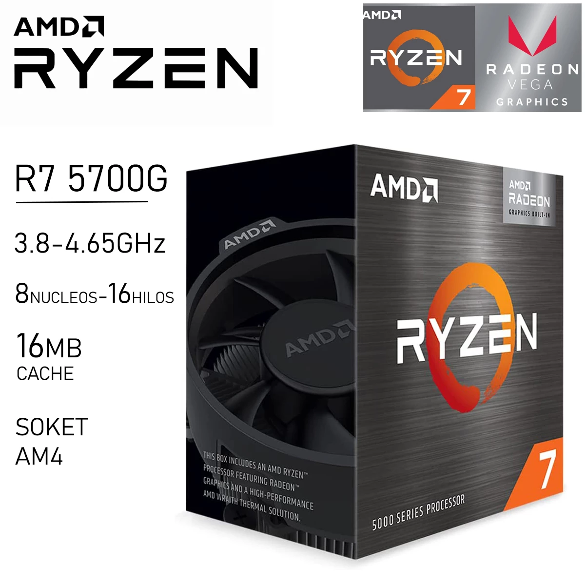 Procesador AMD Ryzen 7 5700G 3.8GHz 8 Núcleos 16 Hilos AM4