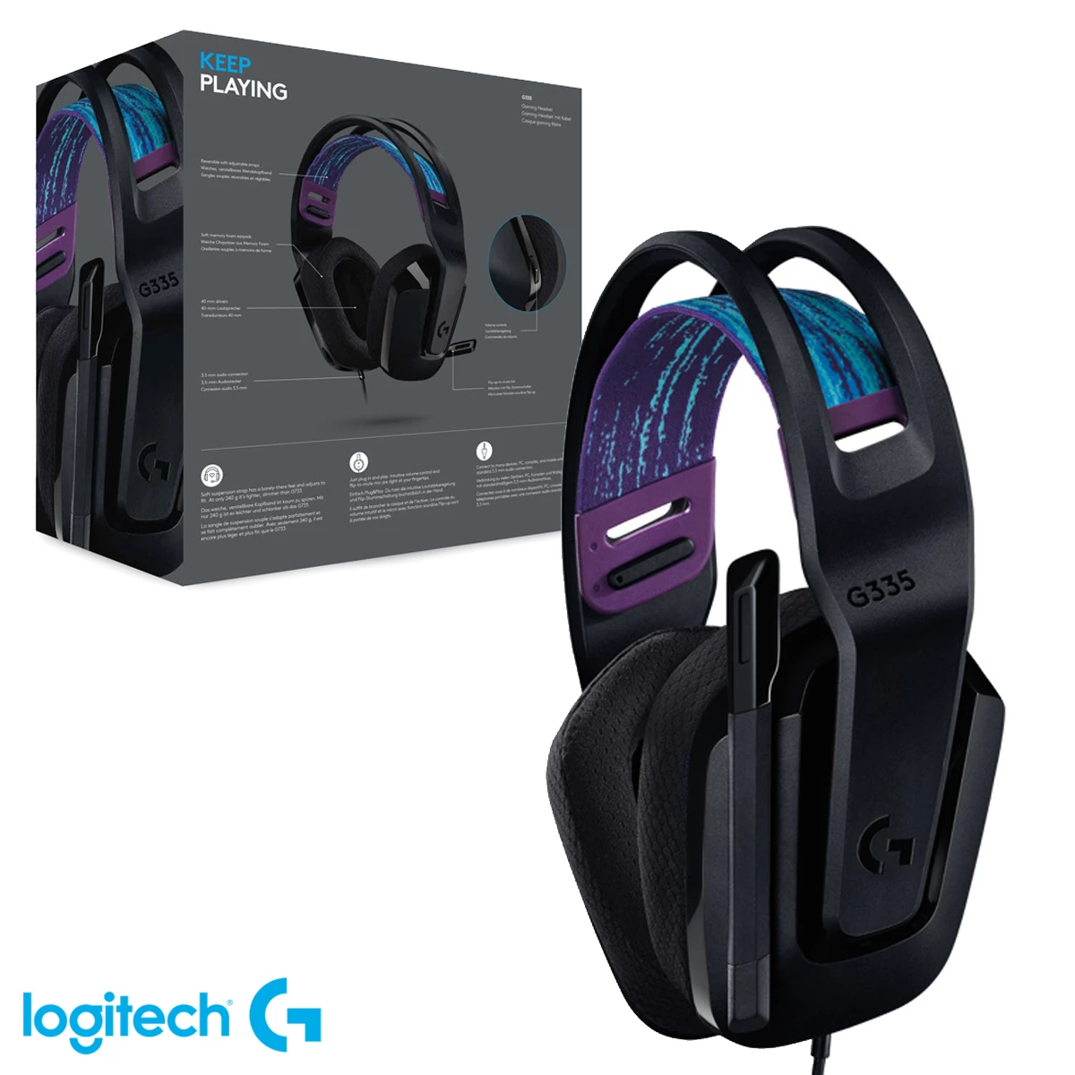 Audífonos Logitech G335 Black 3.5mm