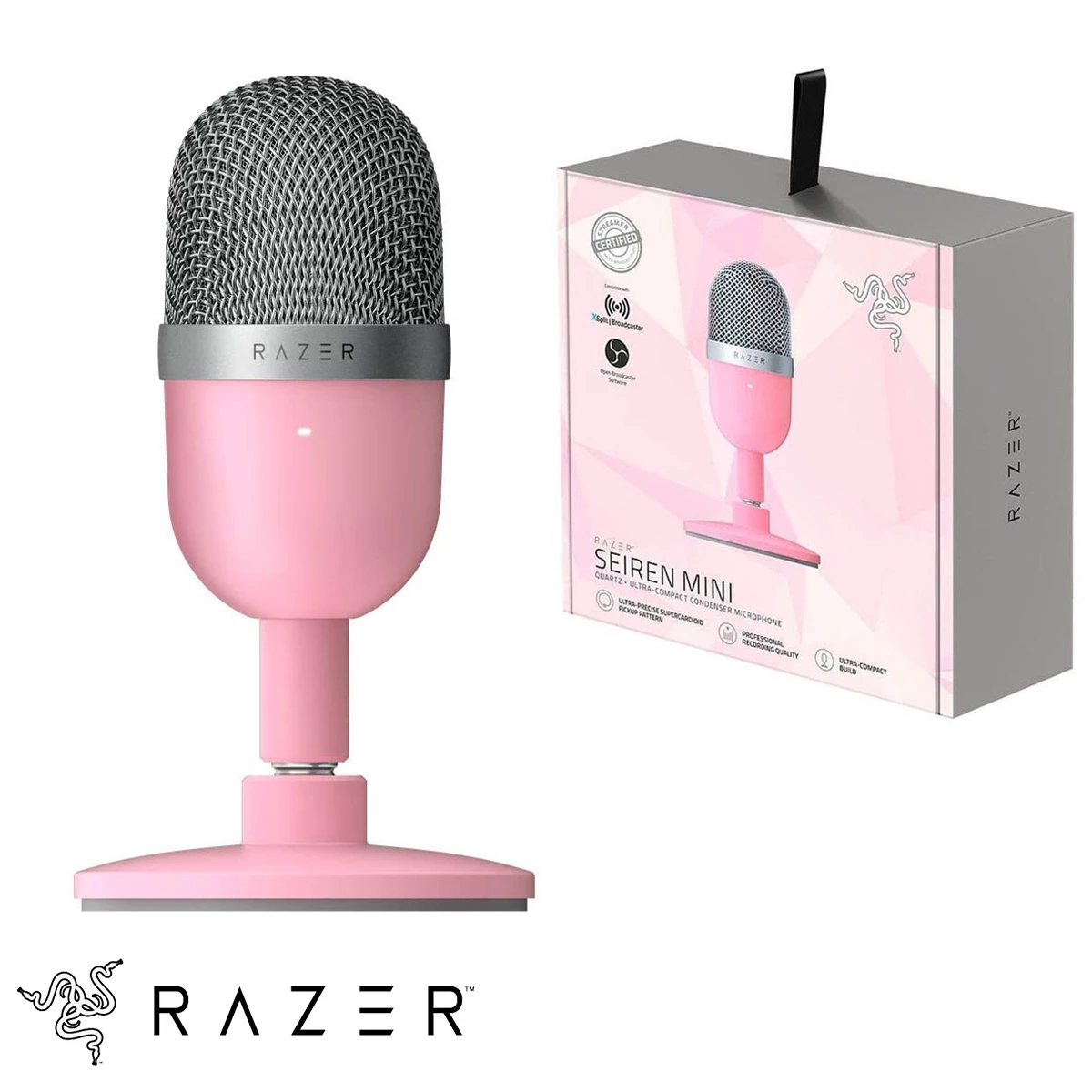 Micrófono Razer Seiren Mini Mercury Ultra Compact Pink USB
