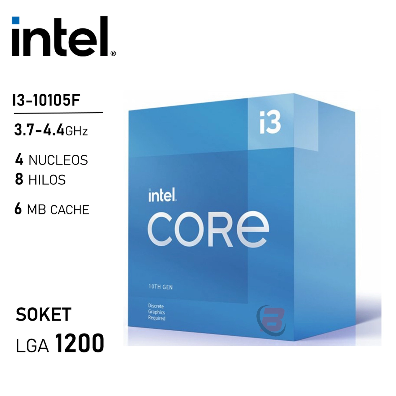 Procesador Intel Core i3 10105F 3.7GHz LGA1200 10ma
