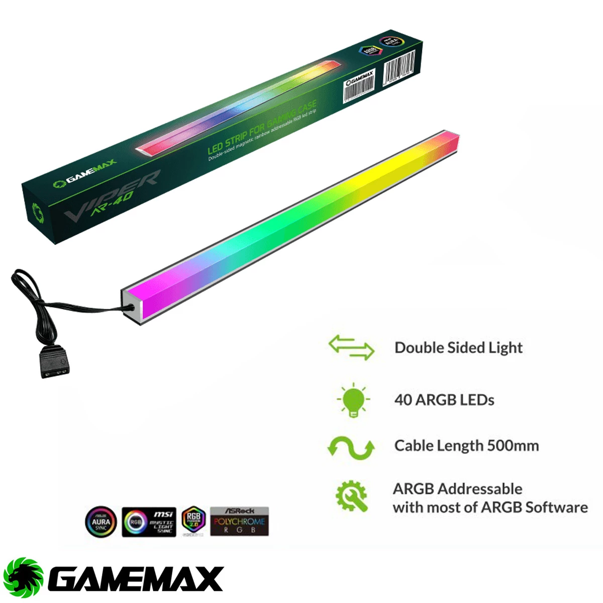 Tira Led Gamemax Viper AR40 RGB 400mm