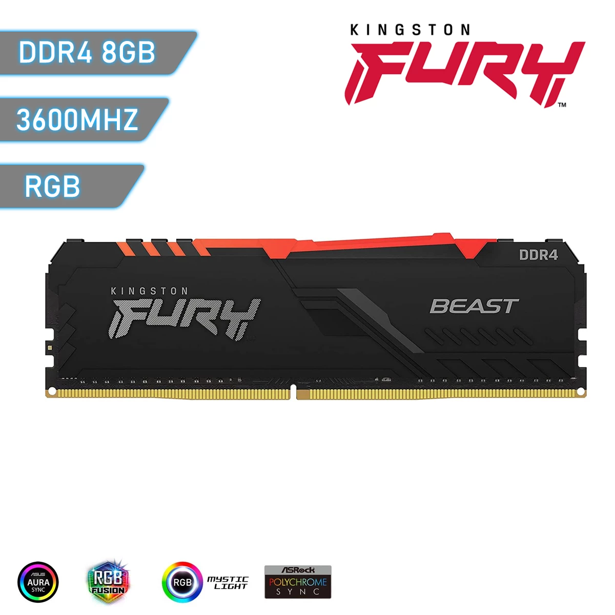 Memoria RAM DDR4 Kingston Fury Beast 8Gb 3600Mhz RGB