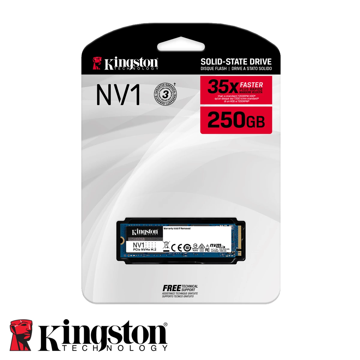 Disco sólido SSD M.2 NVMe Kingston NV1 250Gb Gen3x4 2100Mb/s