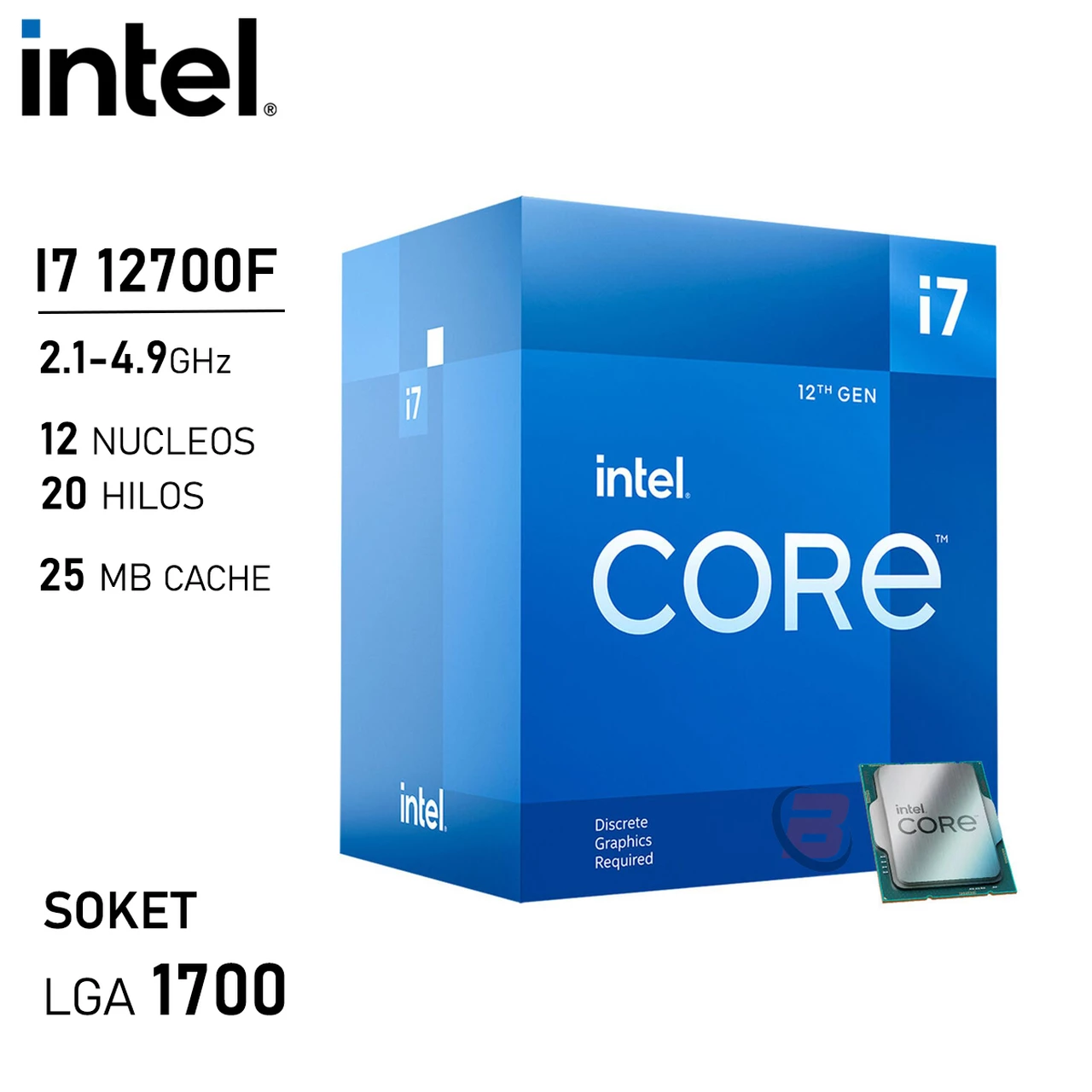 Procesador Intel Core i7 12700F 3.70GHz LGA1700 12va