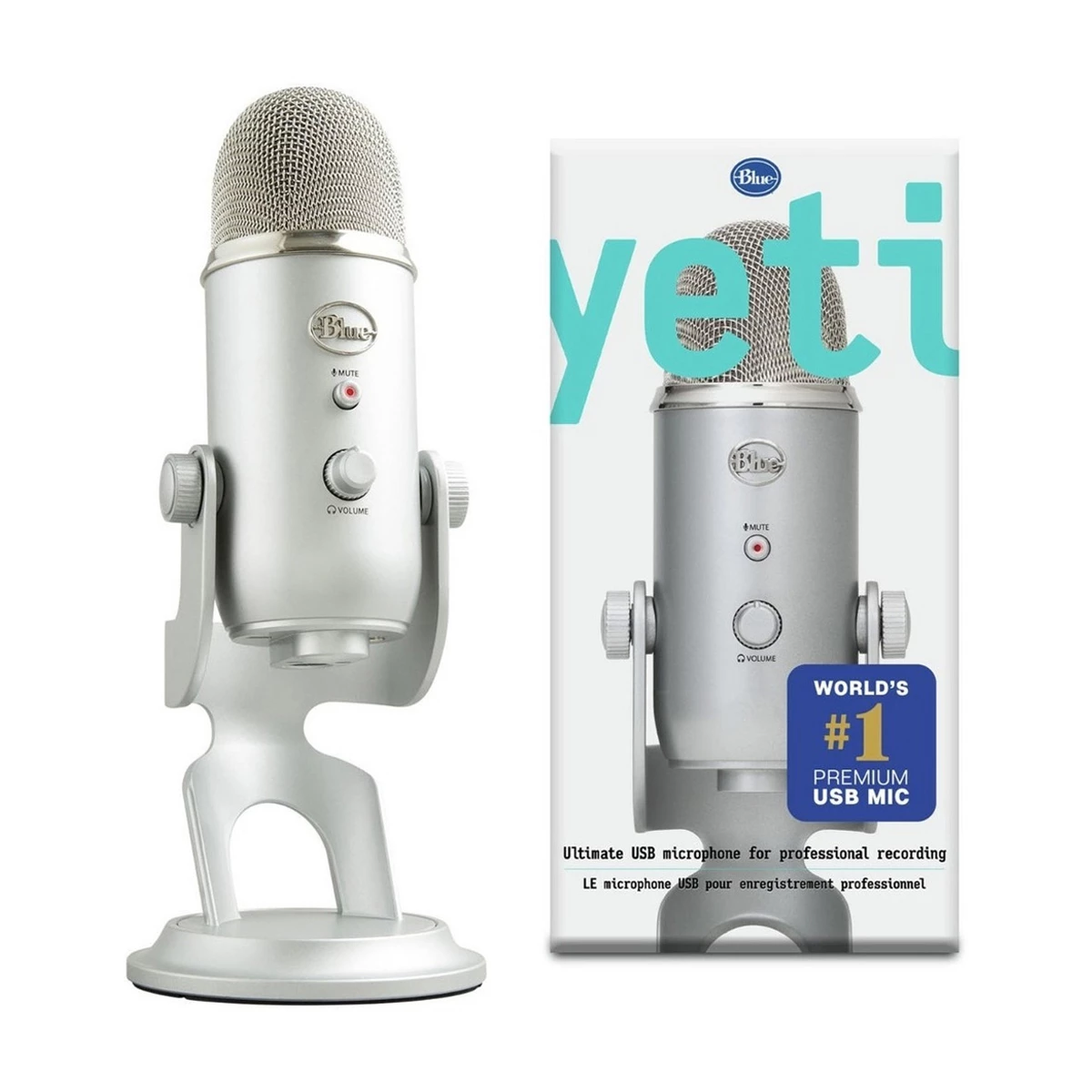 Micrófono Blue Yeti Profesional USB Plata