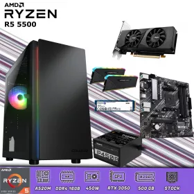 CPU Gamer Ryzen 5 5500 | 16GB RAM | 500GB M.2 | RTX 3050 6GB LP