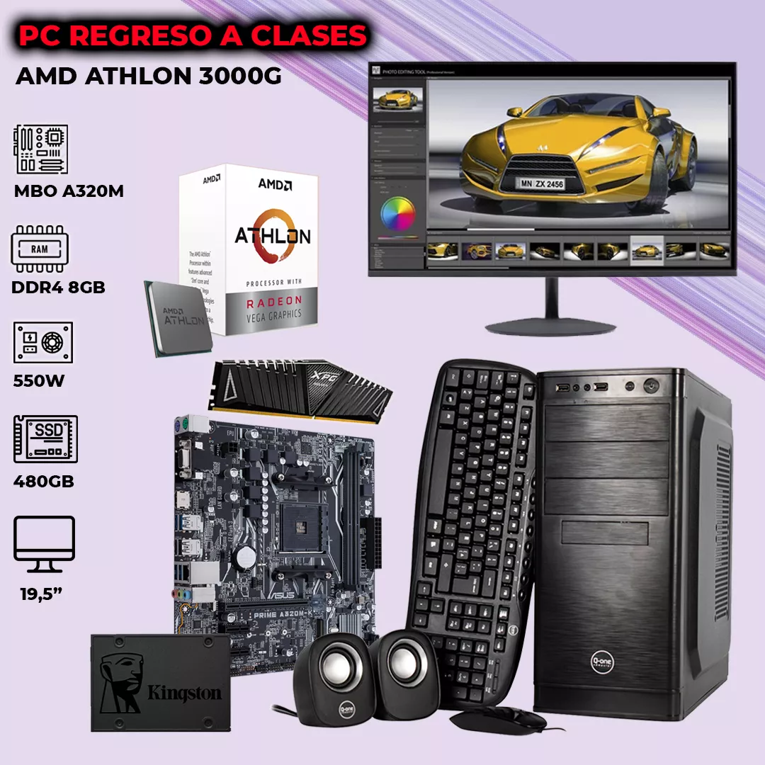 PC Athlon 3000G/ 8GB DDR4 / 480GB SSD / Monitor Quasad Quito Ecuador