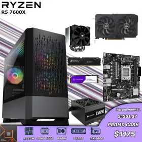 CPU Gamer Ryzen 5 7600X | 16GB DDR5 | 512GB 4.0 | RX 7600