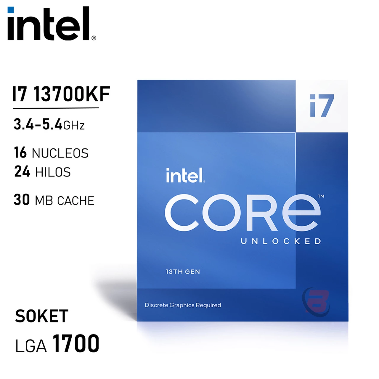Procesador Intel Core i7 13700KF 3.4GHz 16 Núcleos 24 Hilos LGA1700 13va