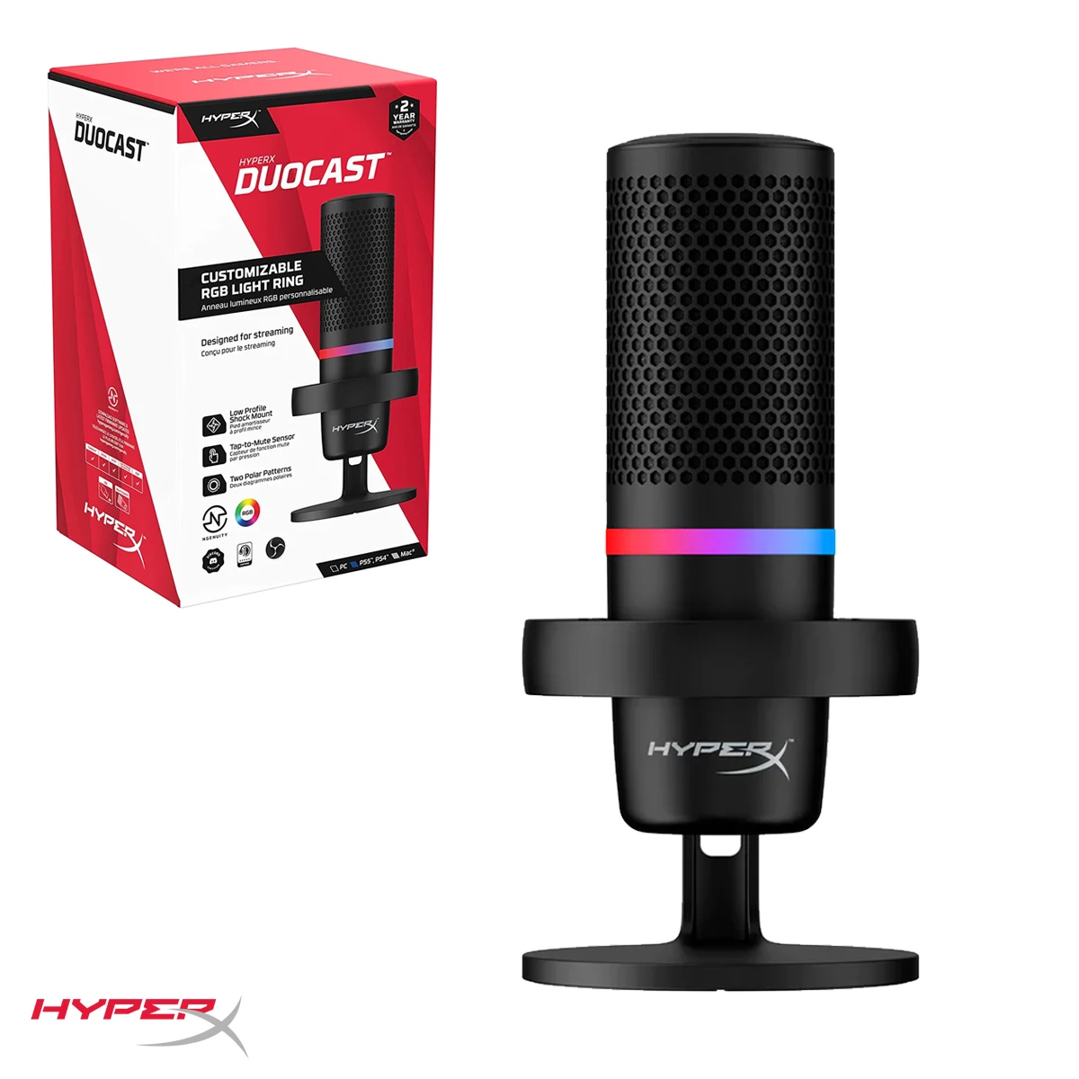 Micrófono HyperX DuoCast  RGB Negro