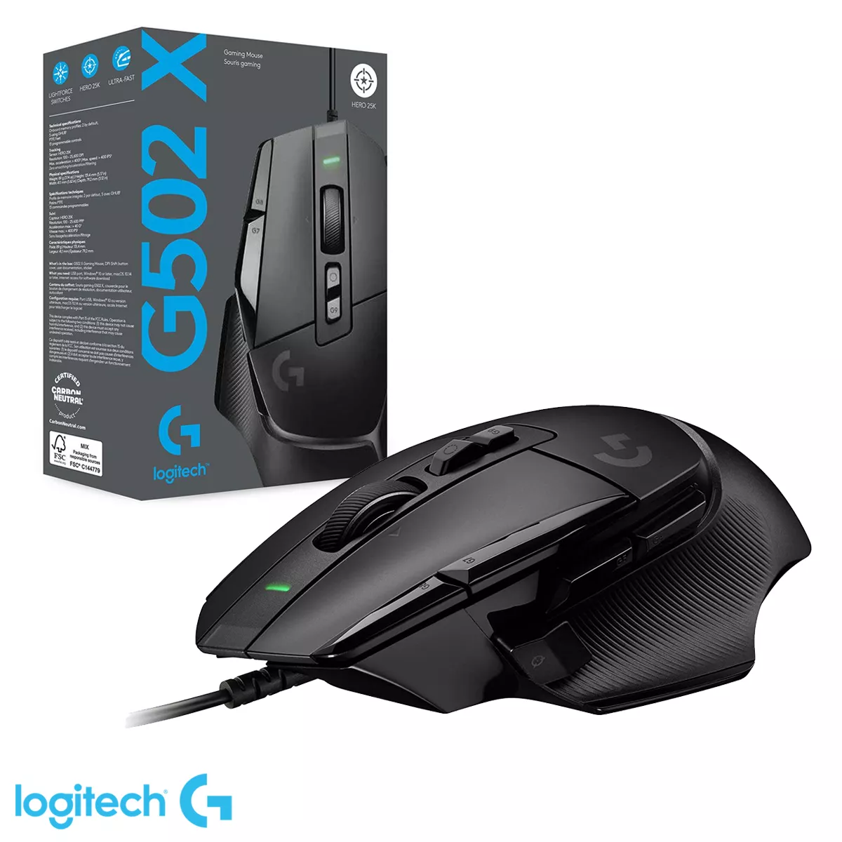 Mouse Logitech G502 X USB Gaming 25K DPI Negro
