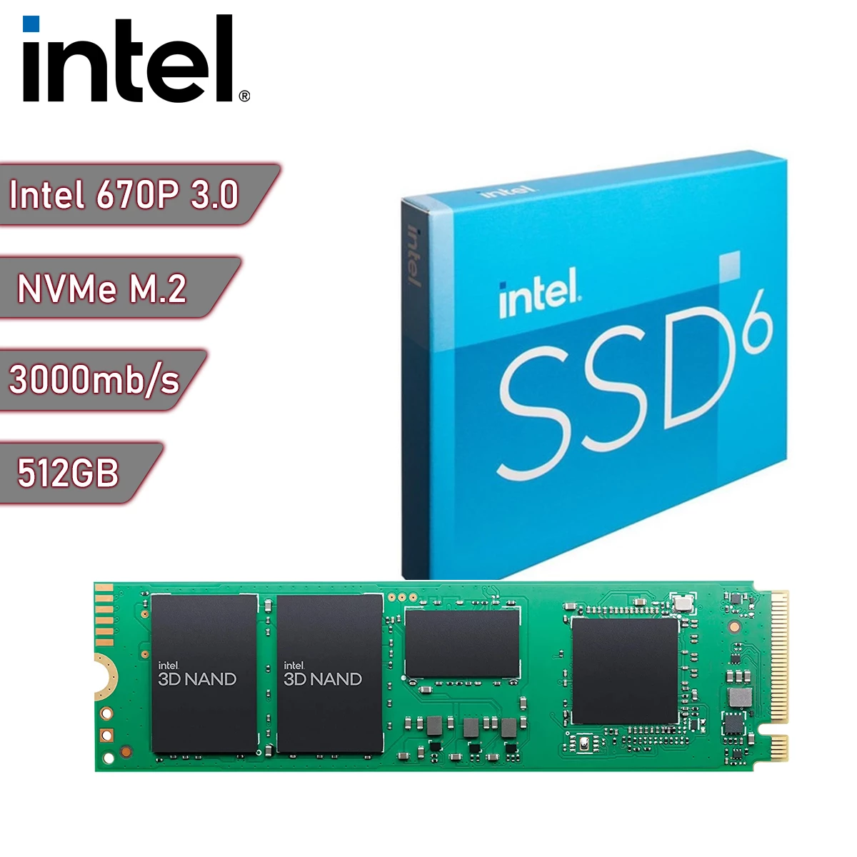 Disco sólido SSD M.2 NVMe Intel 670P 512Gb Gen3x4